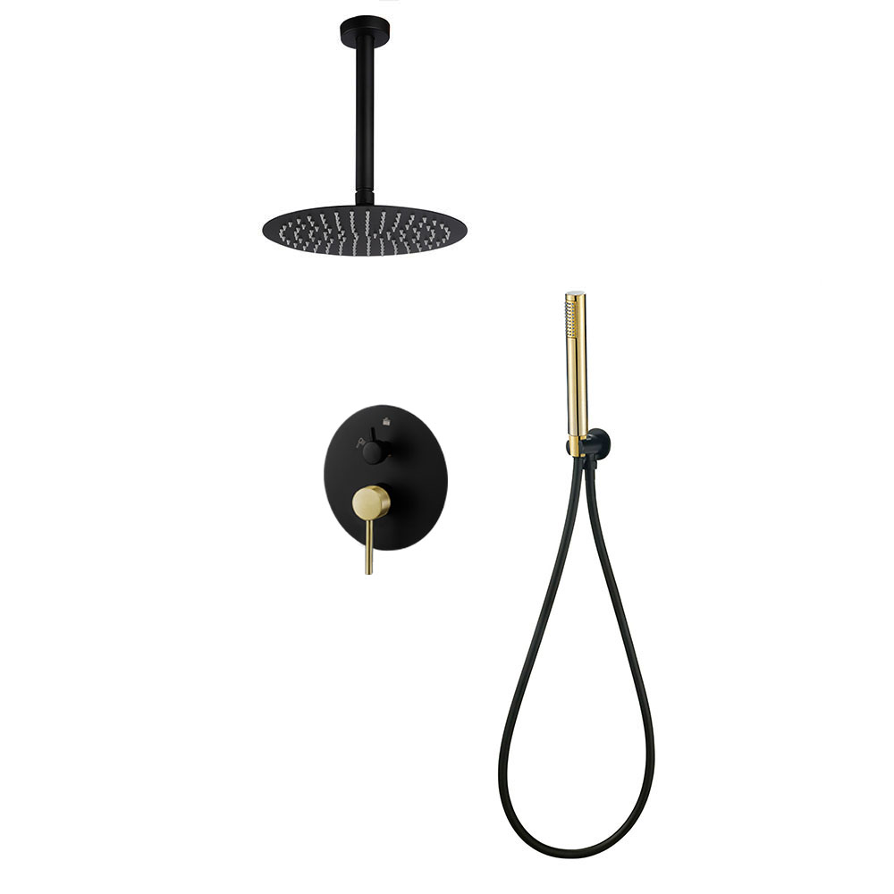 Kibath grifo empotrado de ducha equipo techo monomando oso redondo negro