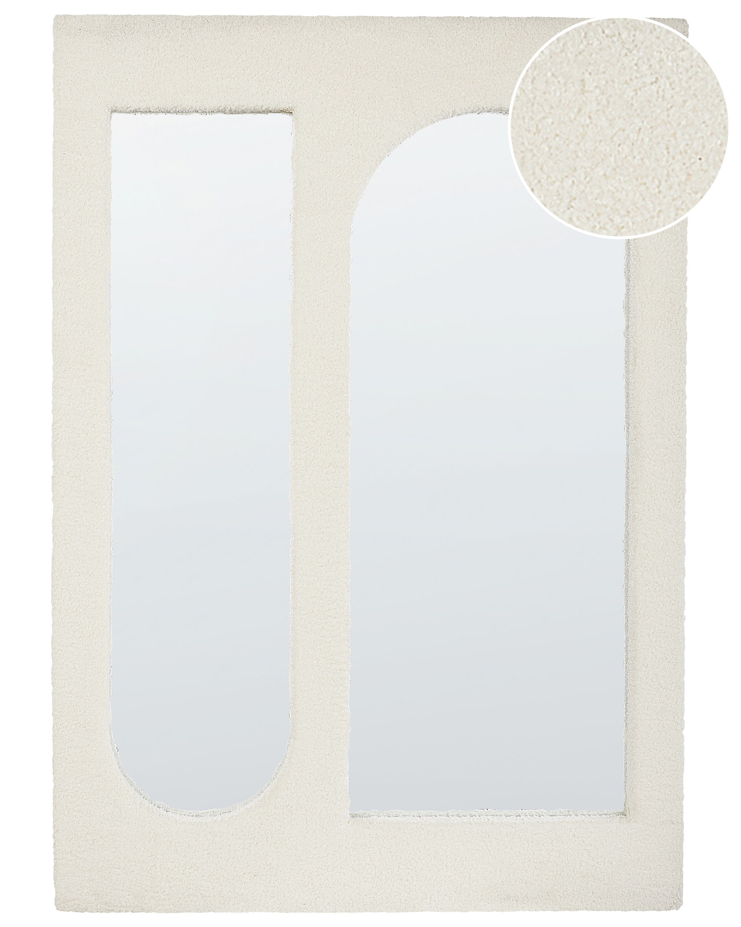 Espejo de pared marcigny 70 cm 100 cm bouclé blanco crema
