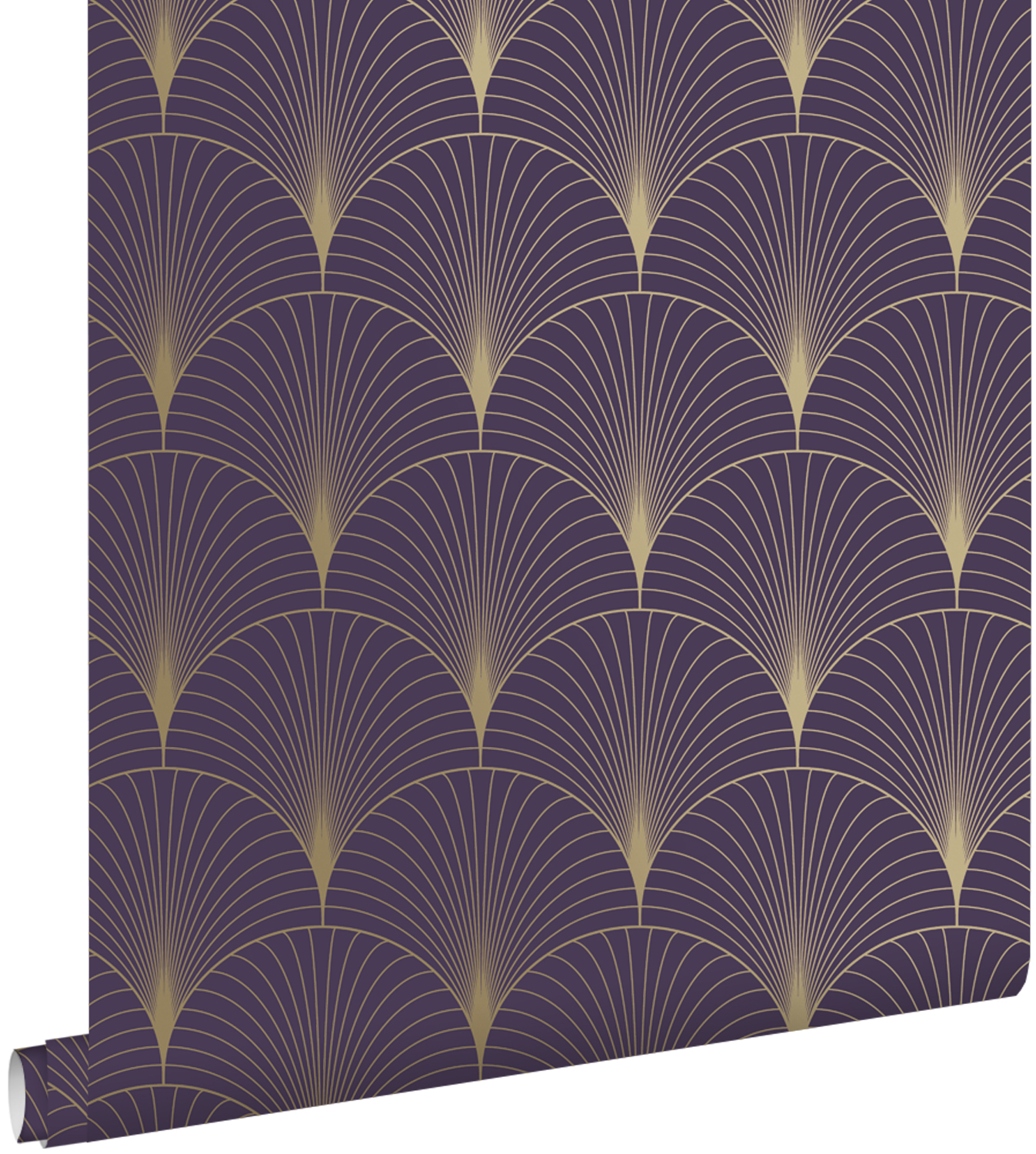 Estahome papel pintado arte deco morado oscuro y oro 53 cm x 10.05 m