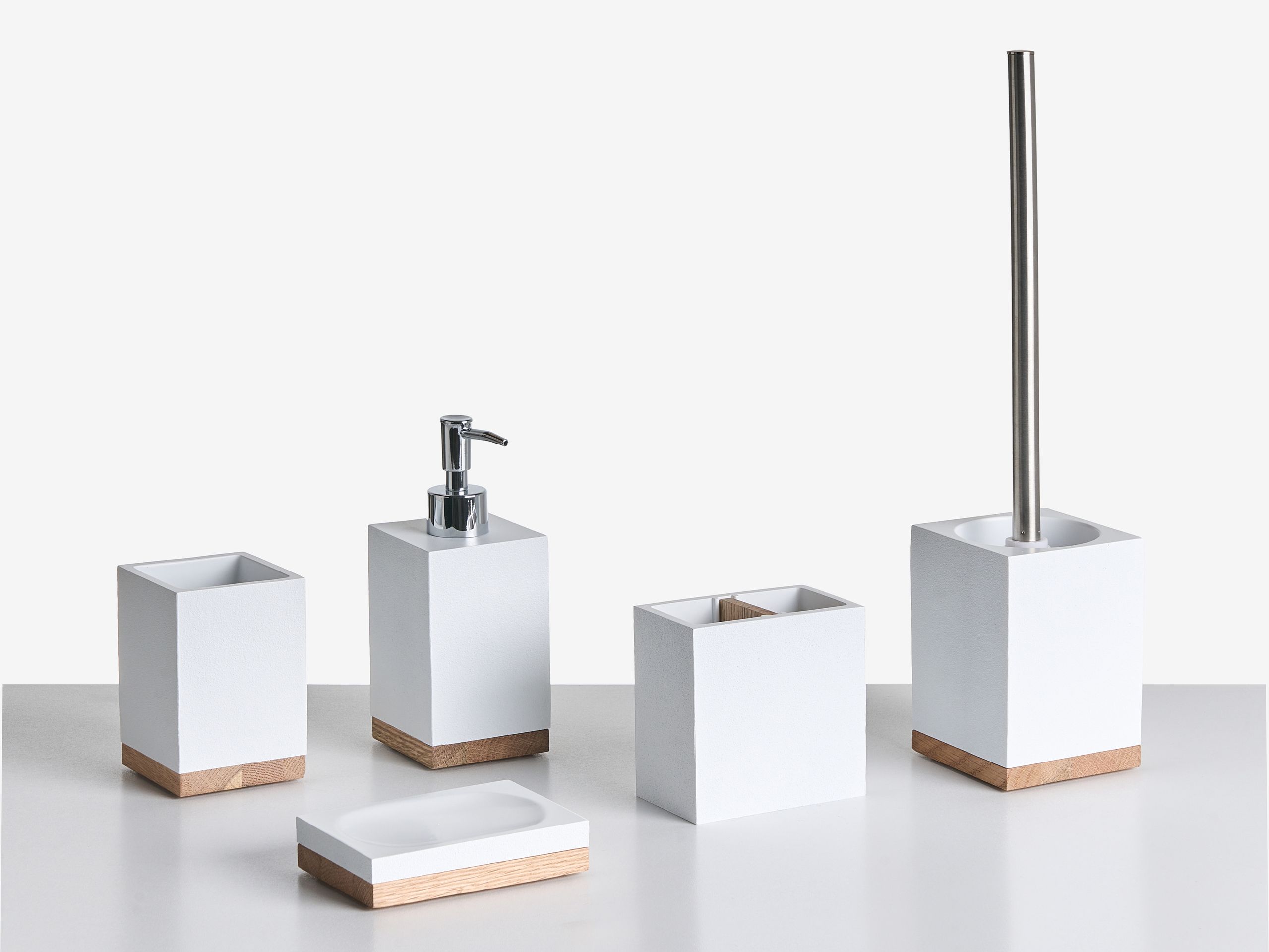 Conjunto de 5 accesorios de baño tapiche blanco
