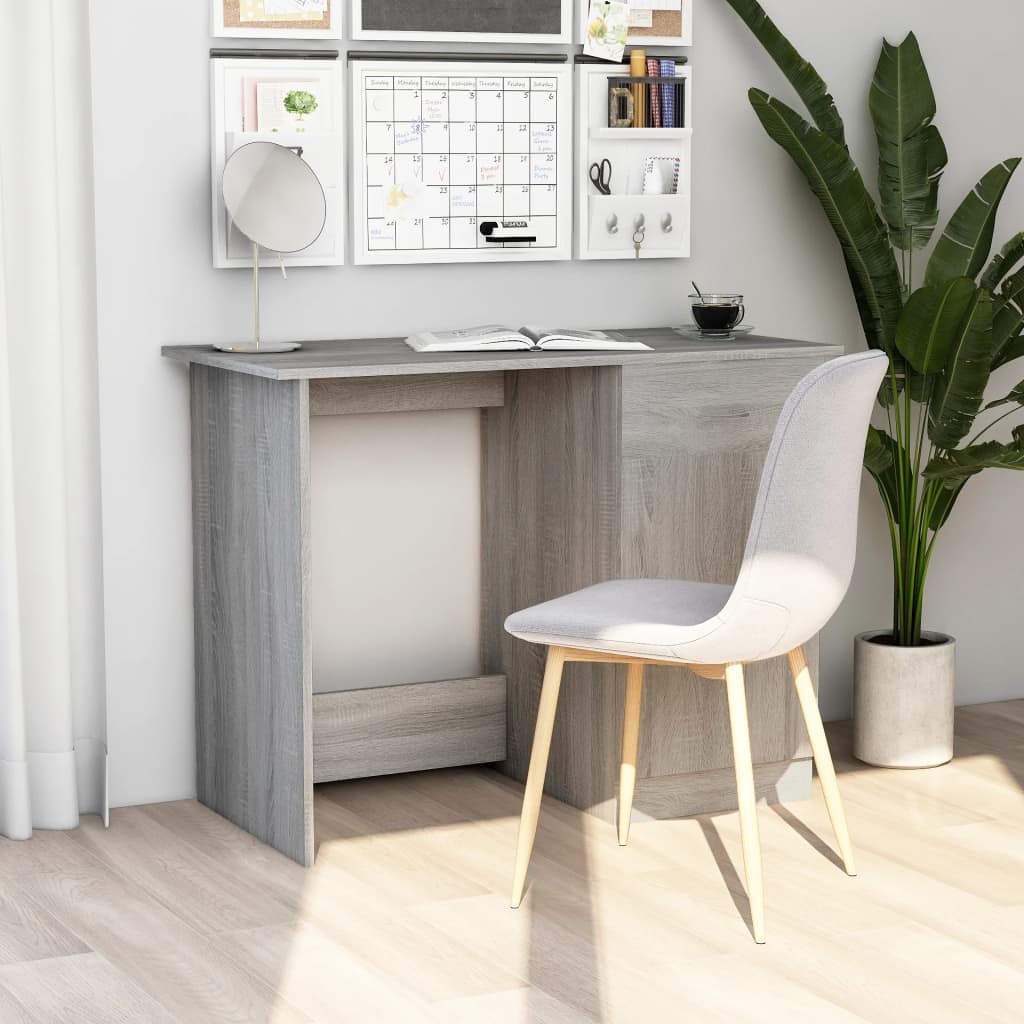 Escritorio de madera contrachapada gris sonoma 100x50x76 cm