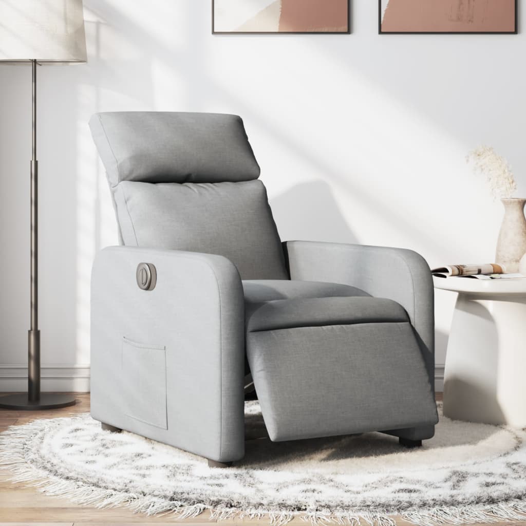 Sillón reclinable eléctrico tela gris claro qweo6597