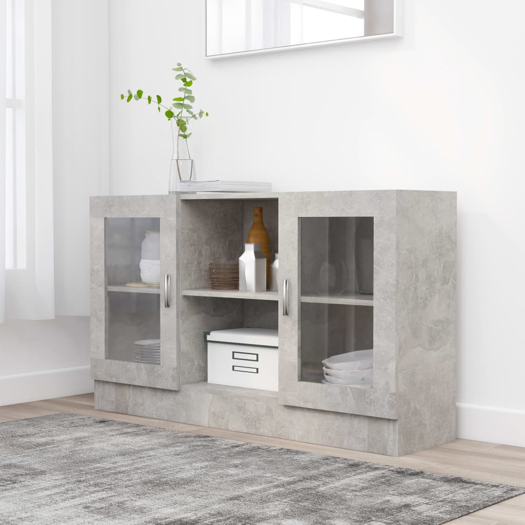Vitrina de madera de ingeniería gris 120x30,5x70 cm oif822745