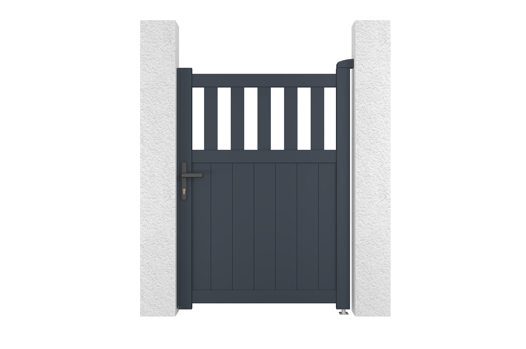 Pack puerta aluminio santis 1m a.140cm gris + 2 postes a.166cm 15x15