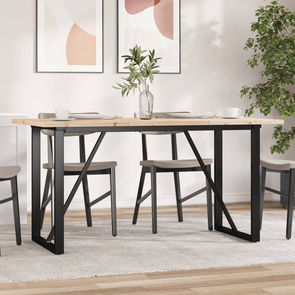 Mesa de comedor marco o madera maciza pino acero 160x80x75,5 cm oif841751