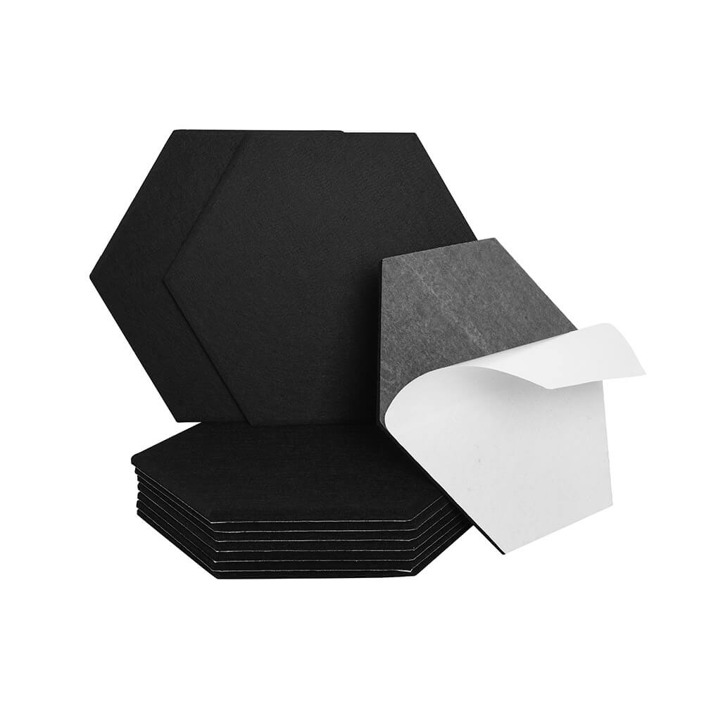 Paneles acústicos hexagon autoadhesivos silent - lote de 20 negro