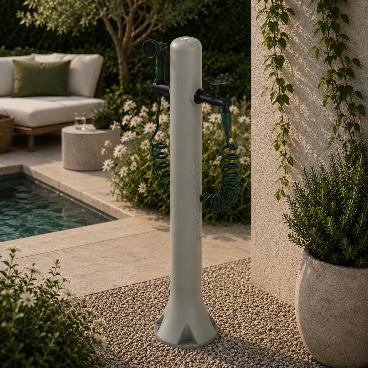 Fuente de jardíncon manguera y pistola sined fontana acqua pro tortora