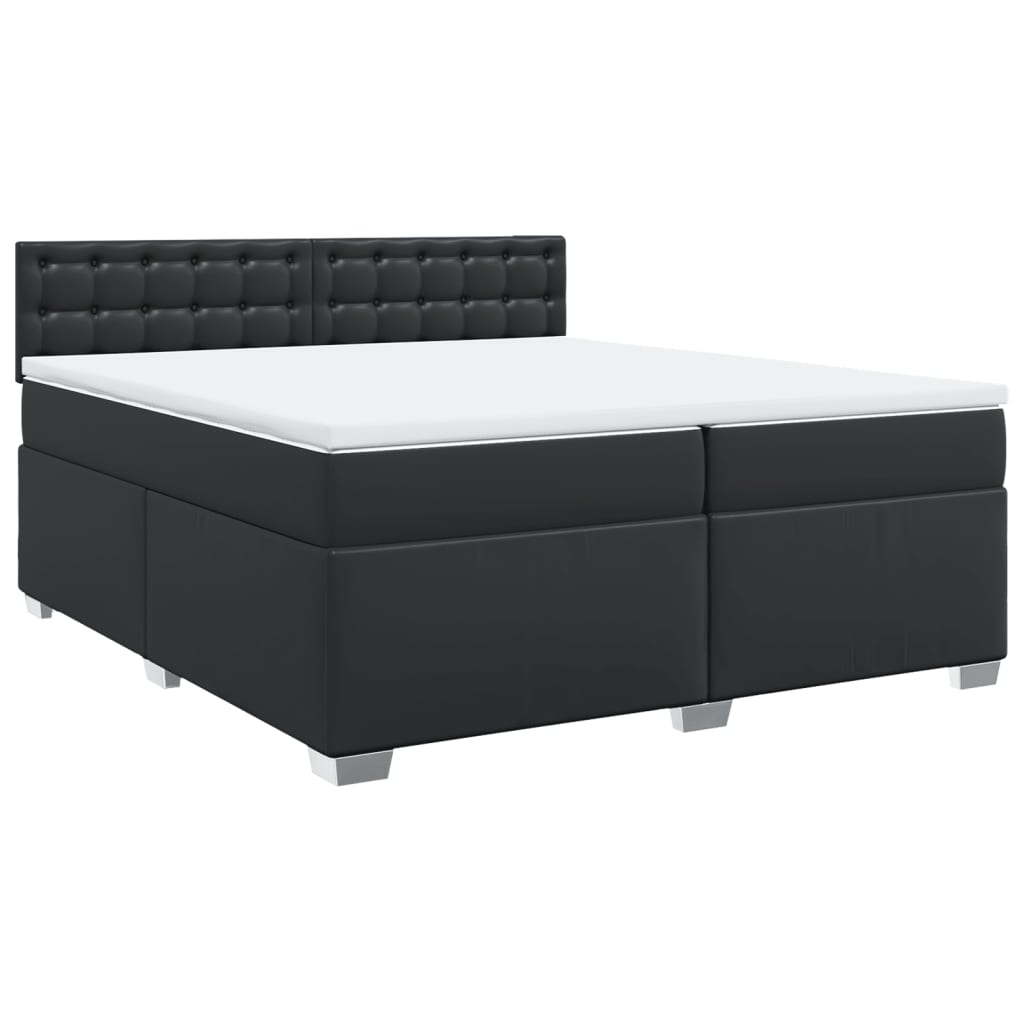 vidaXL cama box spring con colchón cuero sintético negro 200x200 cm