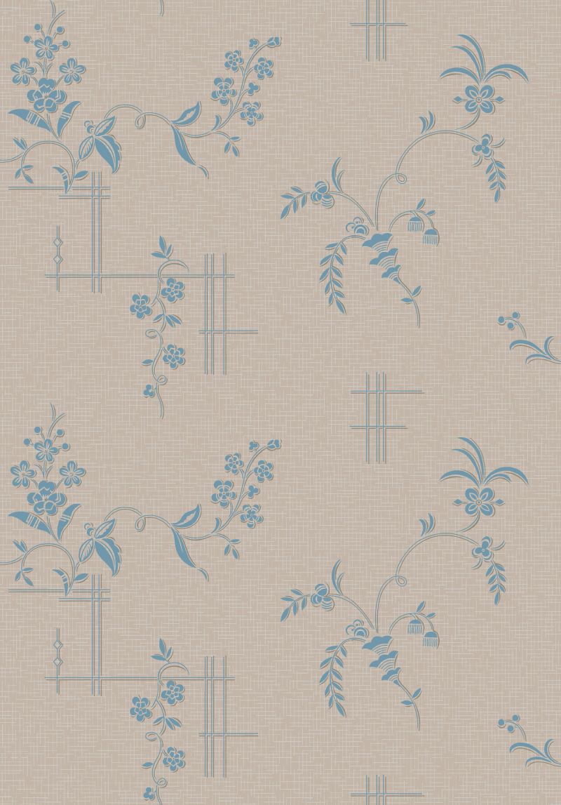 Borastapeter papel pintado flores marrón y azul - 53 cm x 10.05 m - 660088