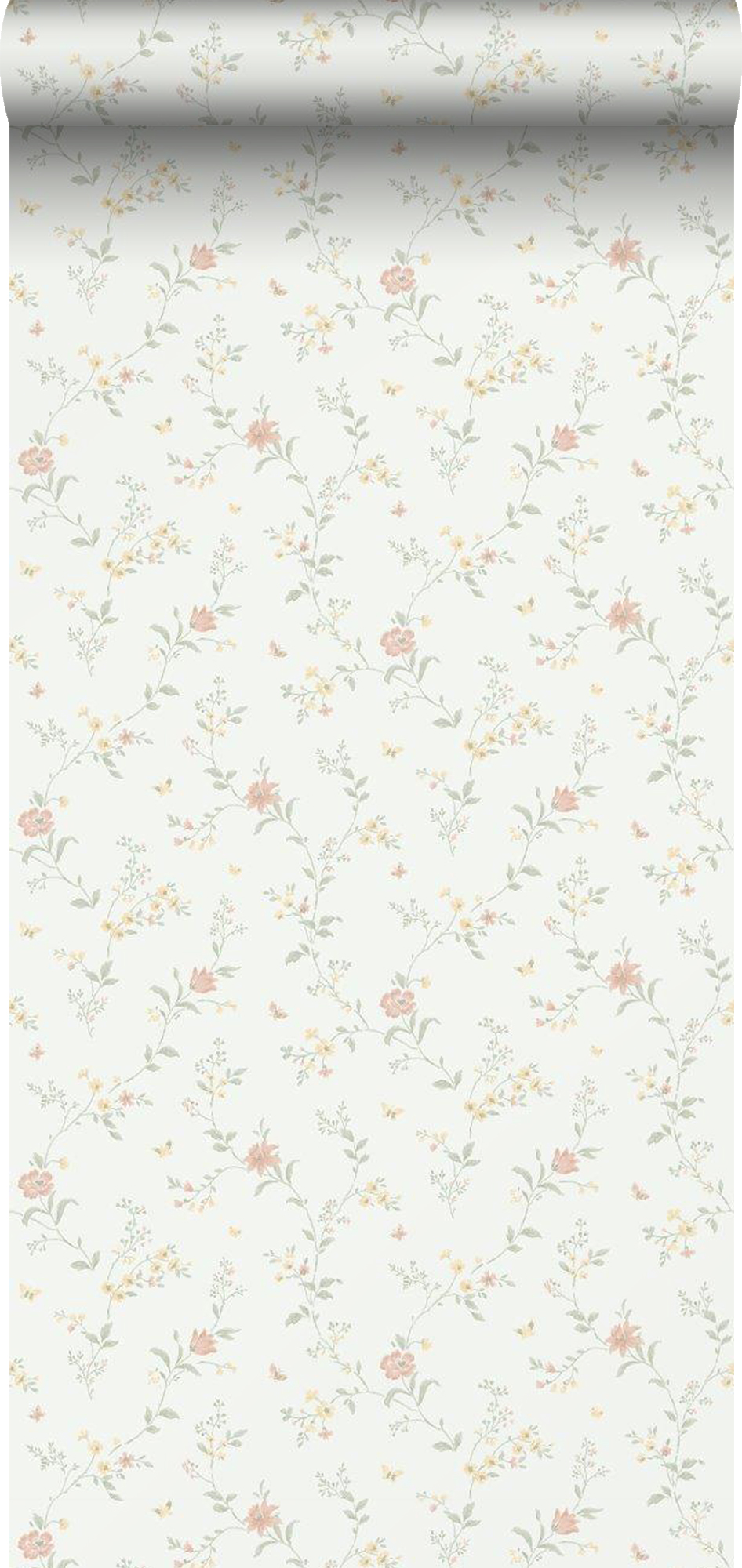 Borastapeter papel pintado flores blanco y amarillo - 53 cm x 11.2 m