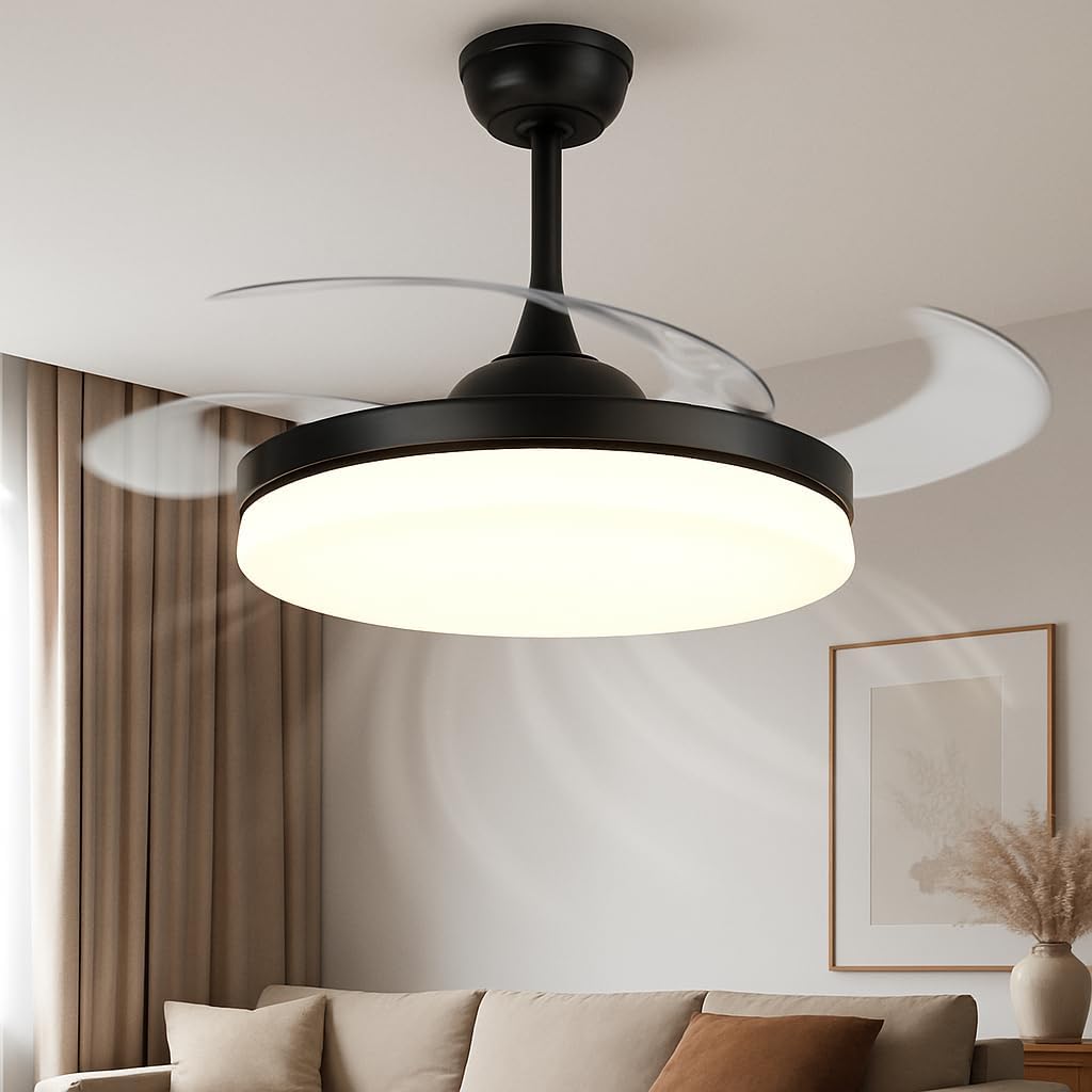 Ventilador techo con luz 105cm malta, 30w, negro, 6cct, mando distancia