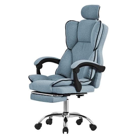 Silla de oficina ergonómica azul asiento gaming regulable altura