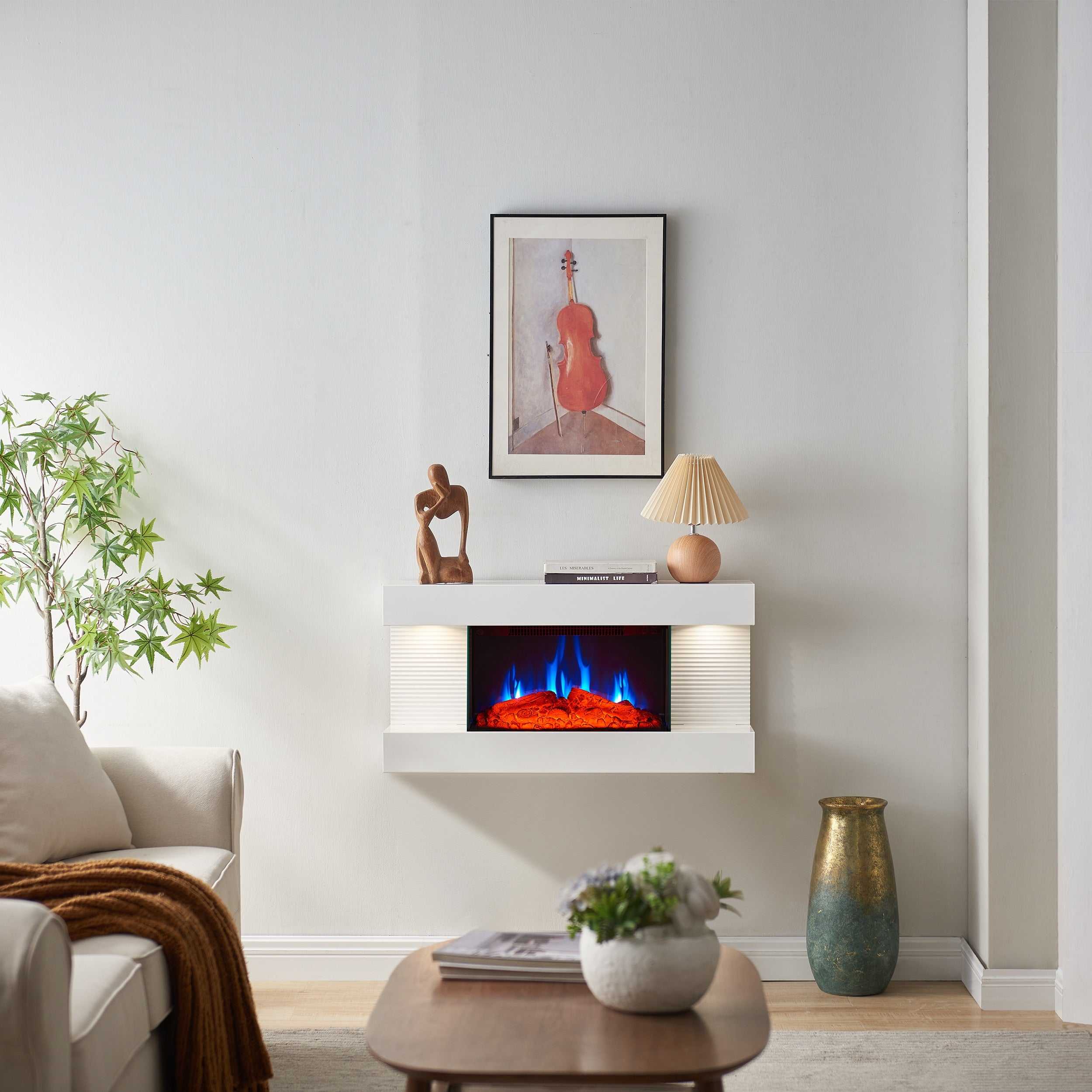 Chimenea eléctrica BALDERIA Ida – chimenea mural - blanco