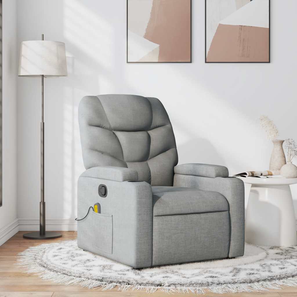 Sillón reclinable de masaje de tela gris claro qweo2496