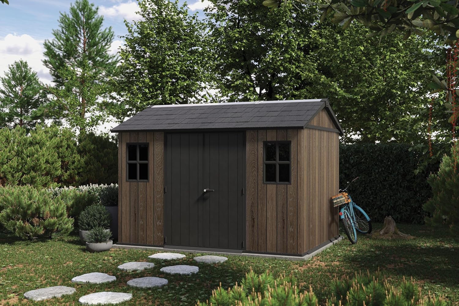 Caseta cobertizo resina jardin signa apex 7511/1175 keter puerta lateral