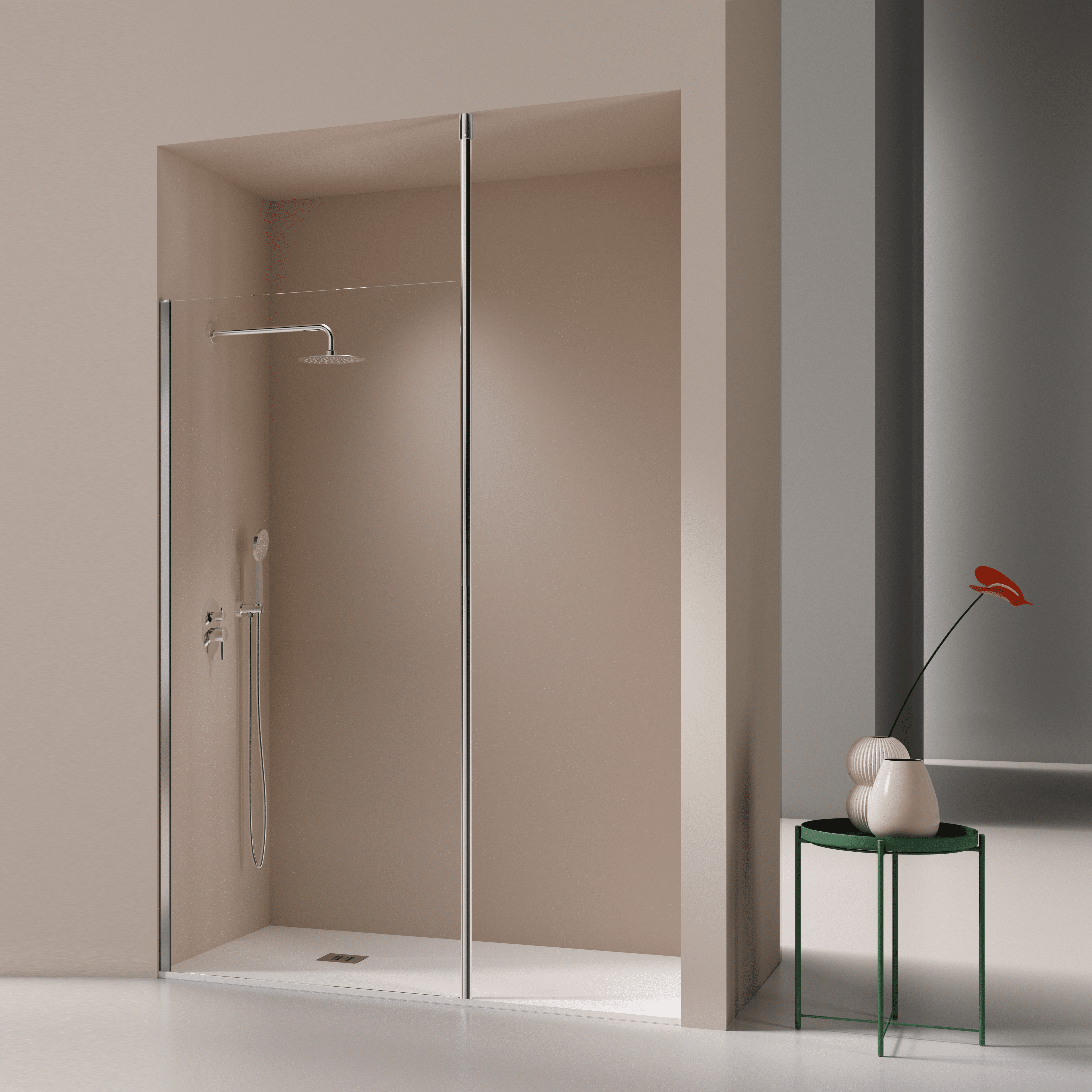 Mampara fija ducha 120-121 cm 1 hoja fresh levante transparente