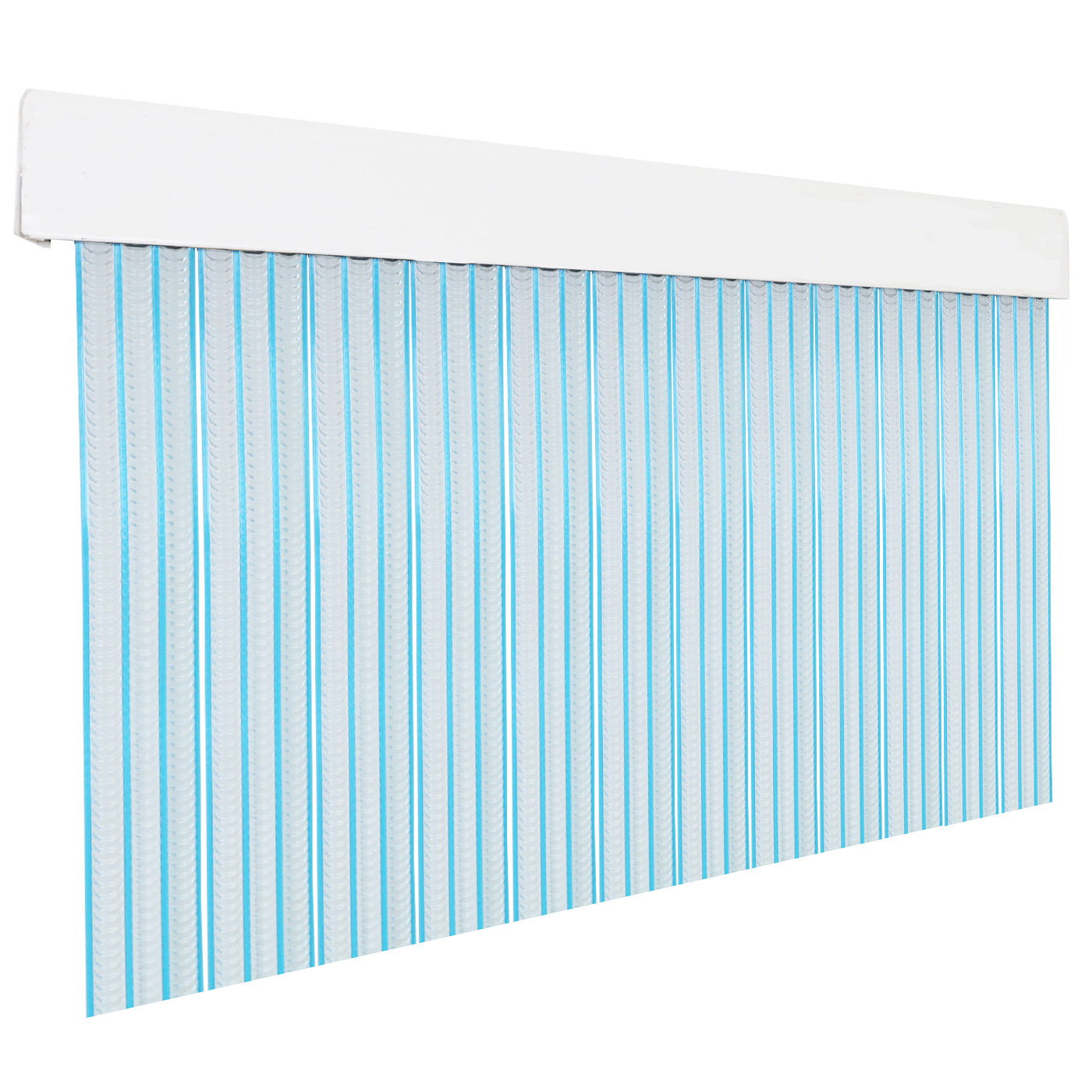 Cortina exterior o interior PVC (210x120cm, transparente+filo azul p6)