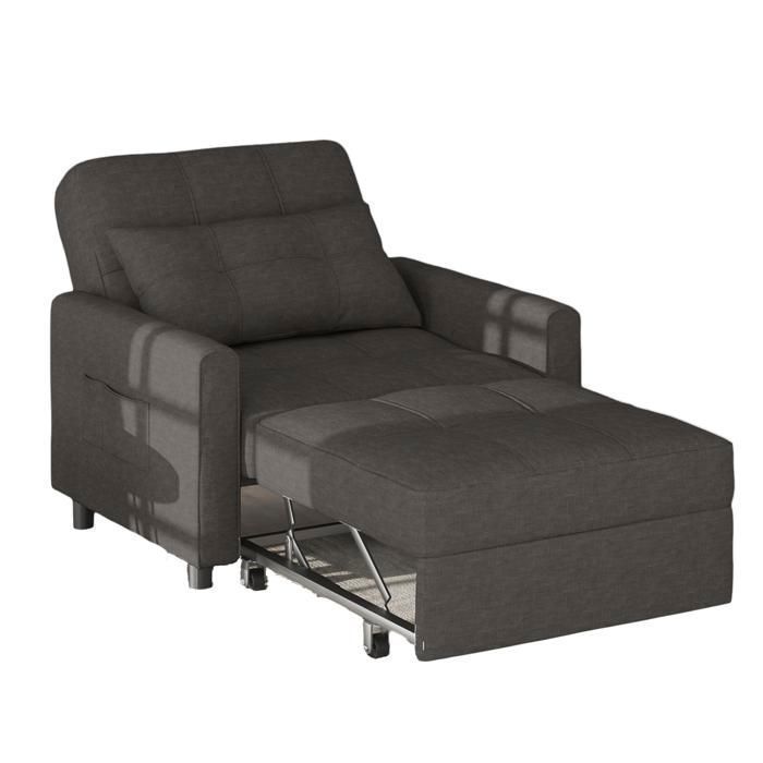 Sillón convertible - lino gris oscuro - 70 x 190 cm