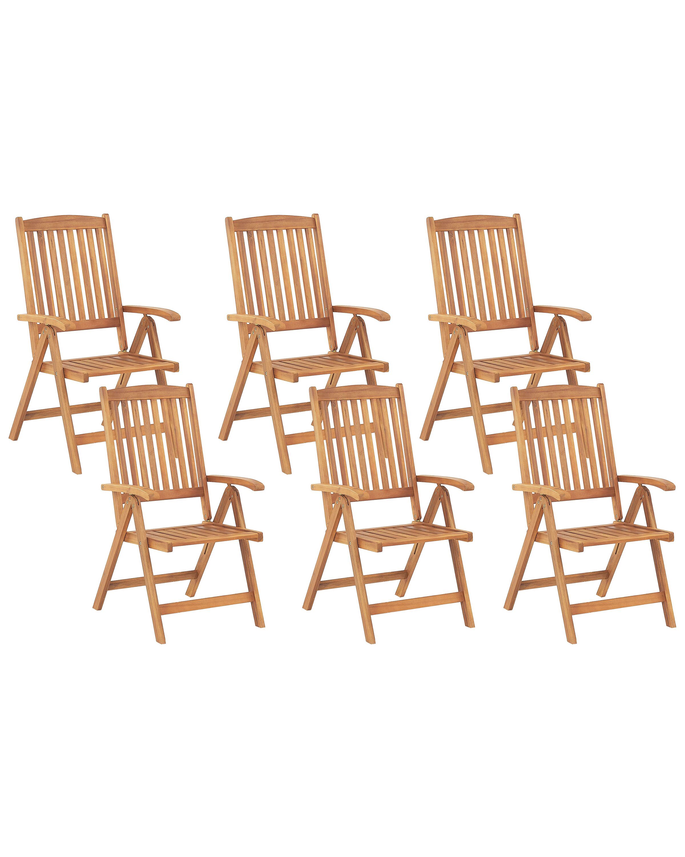 Conjunto de 6 sillas de jardín java madera de acacia marrón claro