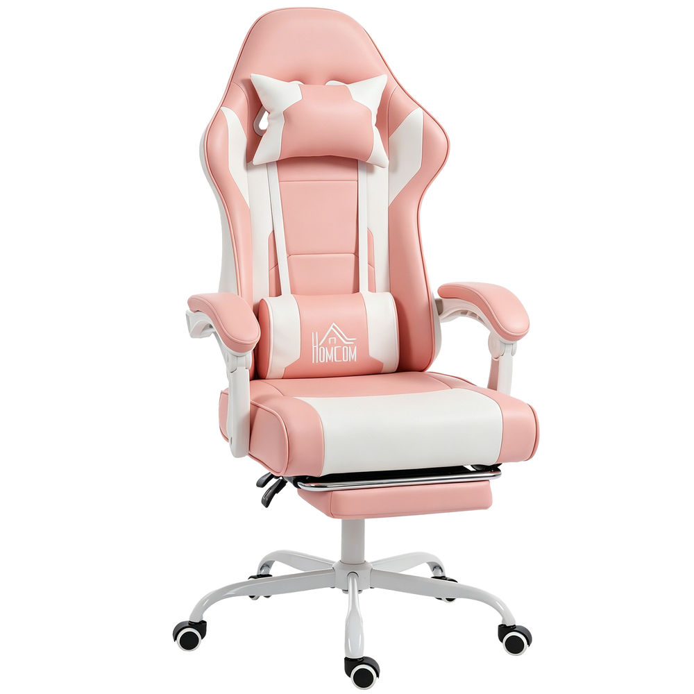 Silla gaming 63x66x134 cm PVC, metal color rosa Homcom