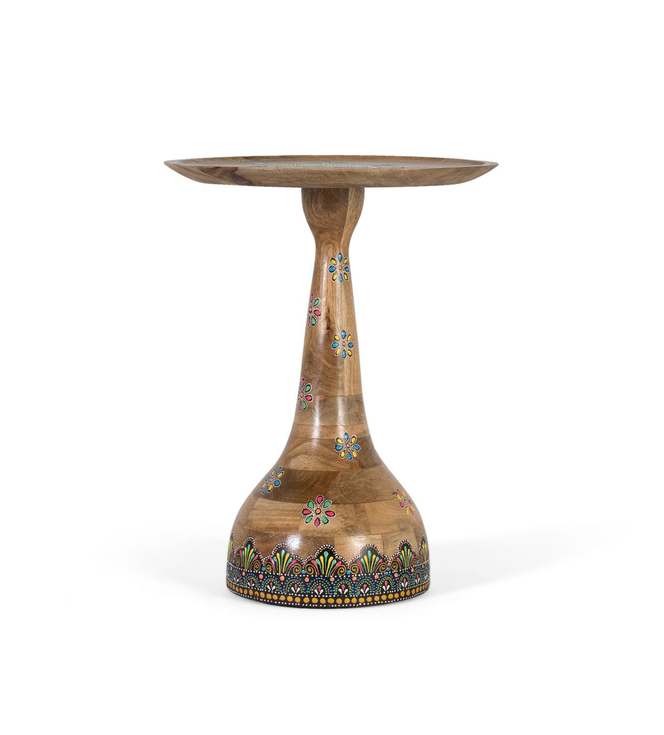 Mesa auxiliar de madera de mango en color natural 46 cm