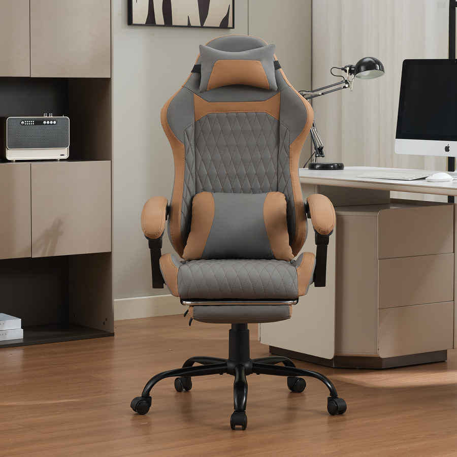 Silla gamer y de oficina ergonómica giratoria 360 multicolor con reposapiés