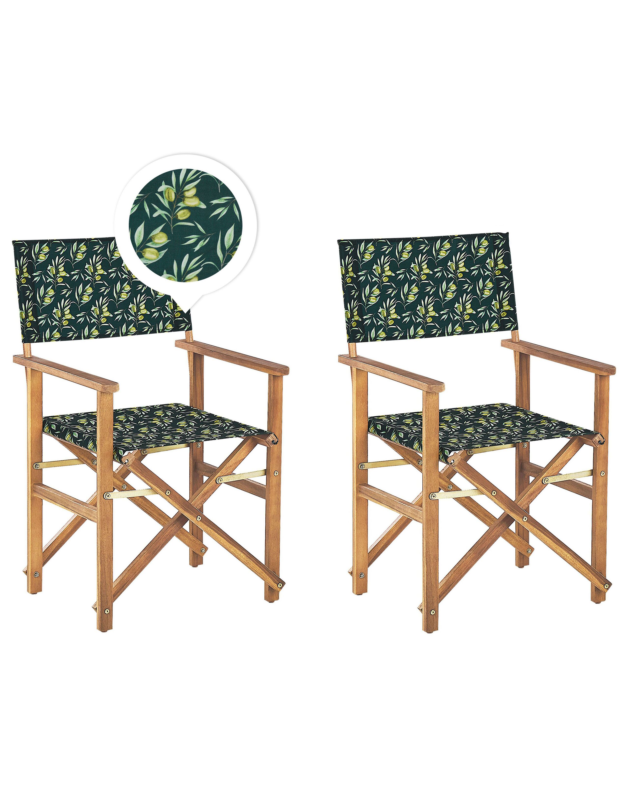 Conjunto de 2 sillas de jardín cine madera de acacia verde oscuro
