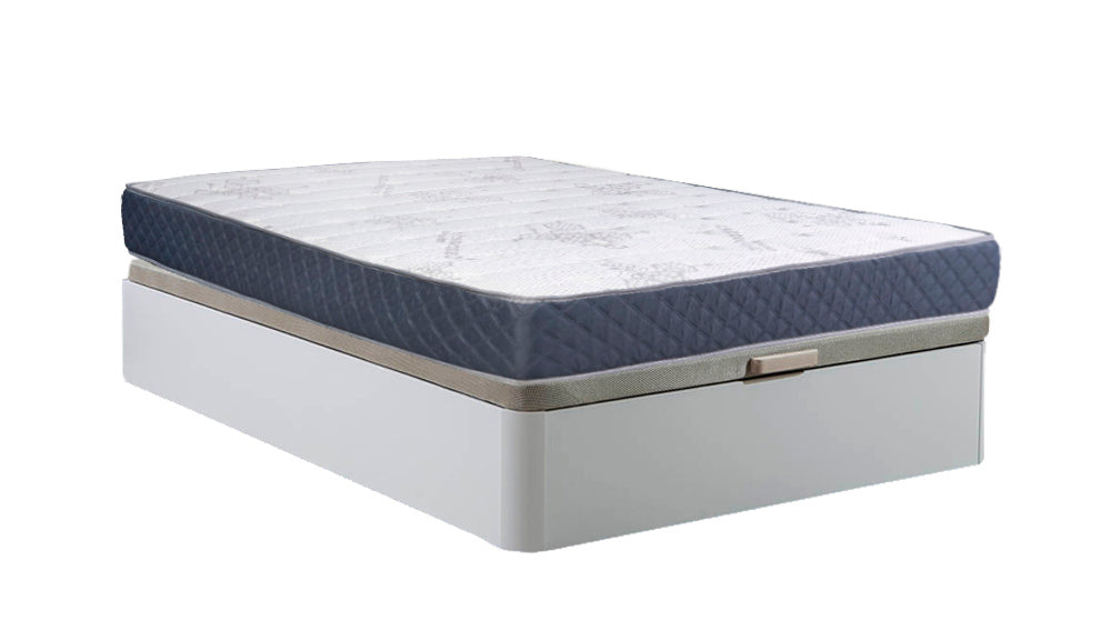 Cama canape abatible blanco 150x190 cm + colchon viscoelastico de 23 cm