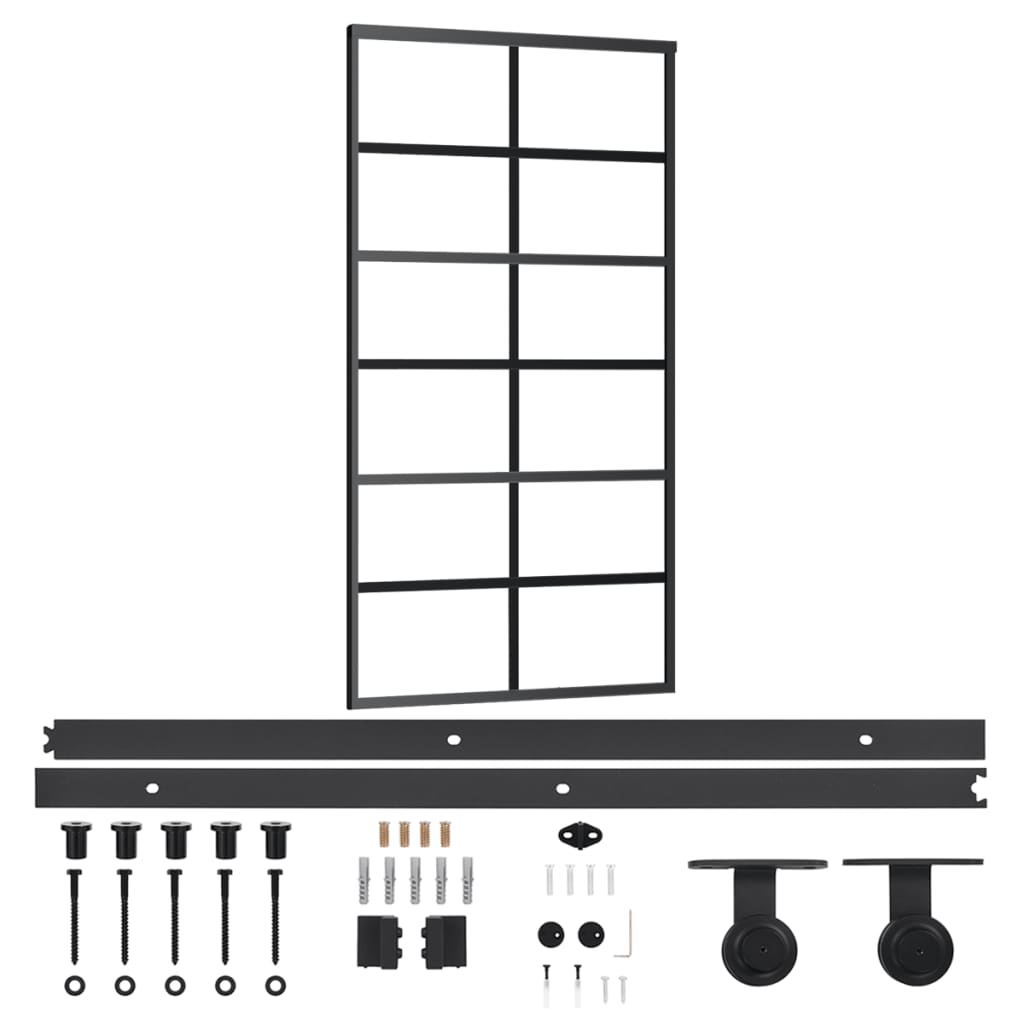 vidaXL puerta corredera con herrajes esg vidrio y aluminio 102x205 cm