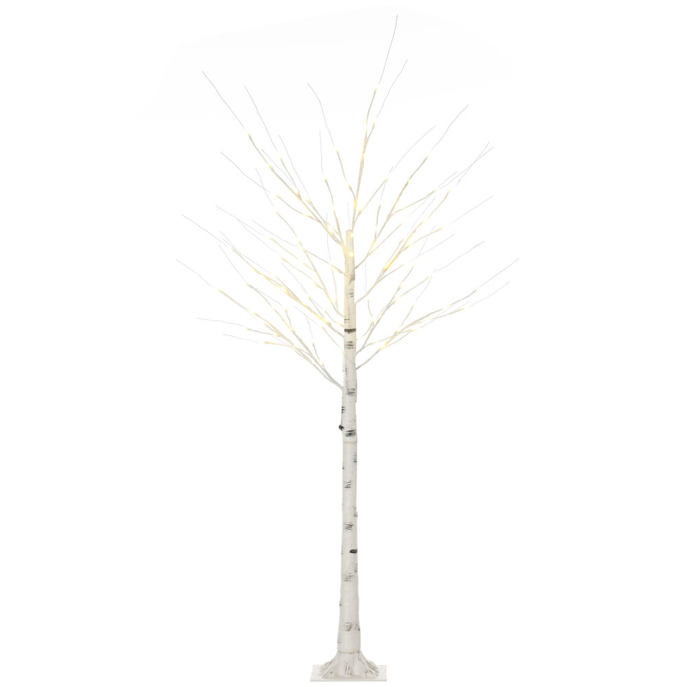 Árbol de abedul 22x22x180 cm pp, metal color blanco Homcom