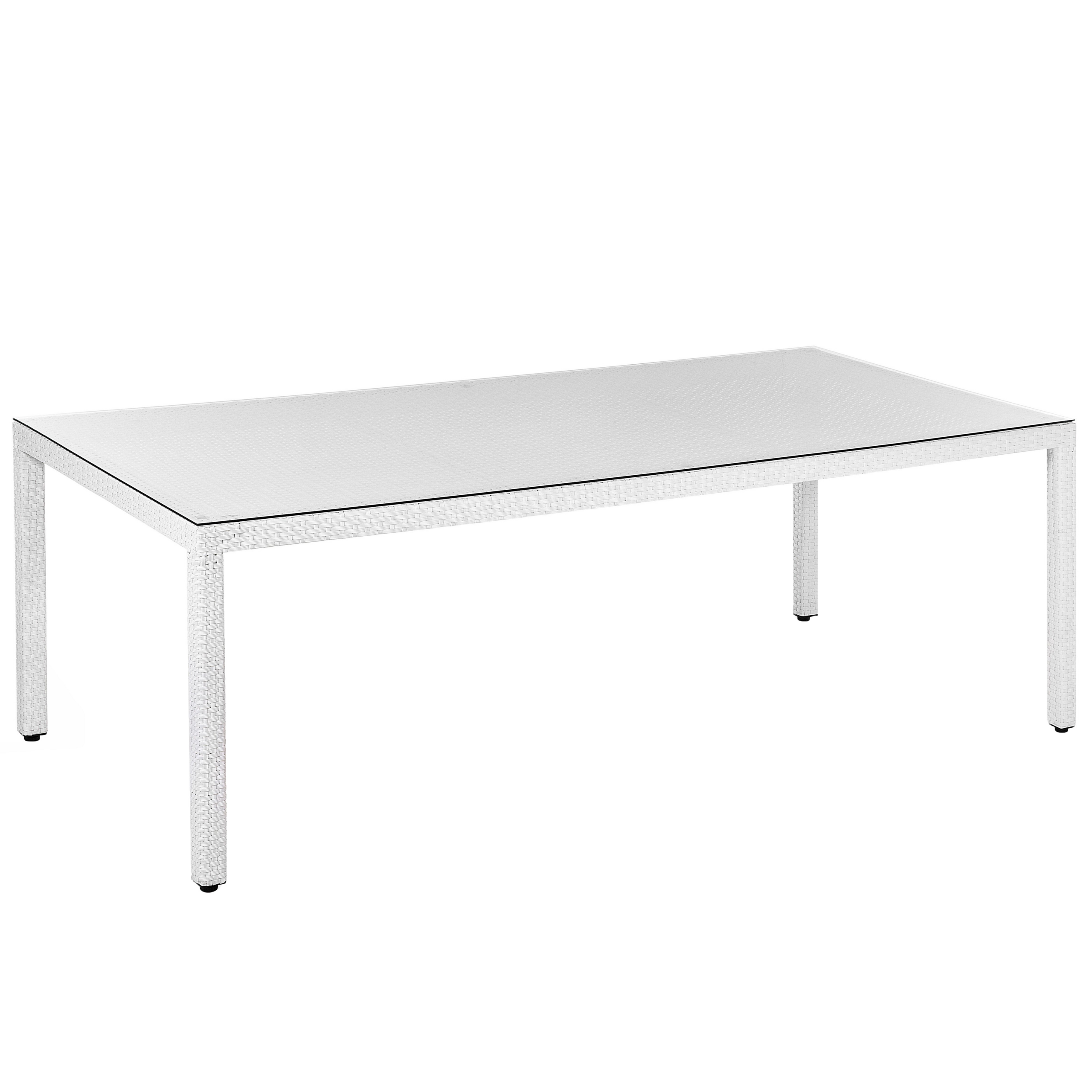 Mesa de jardín italy 220 cm 100 cm vidrio blanco