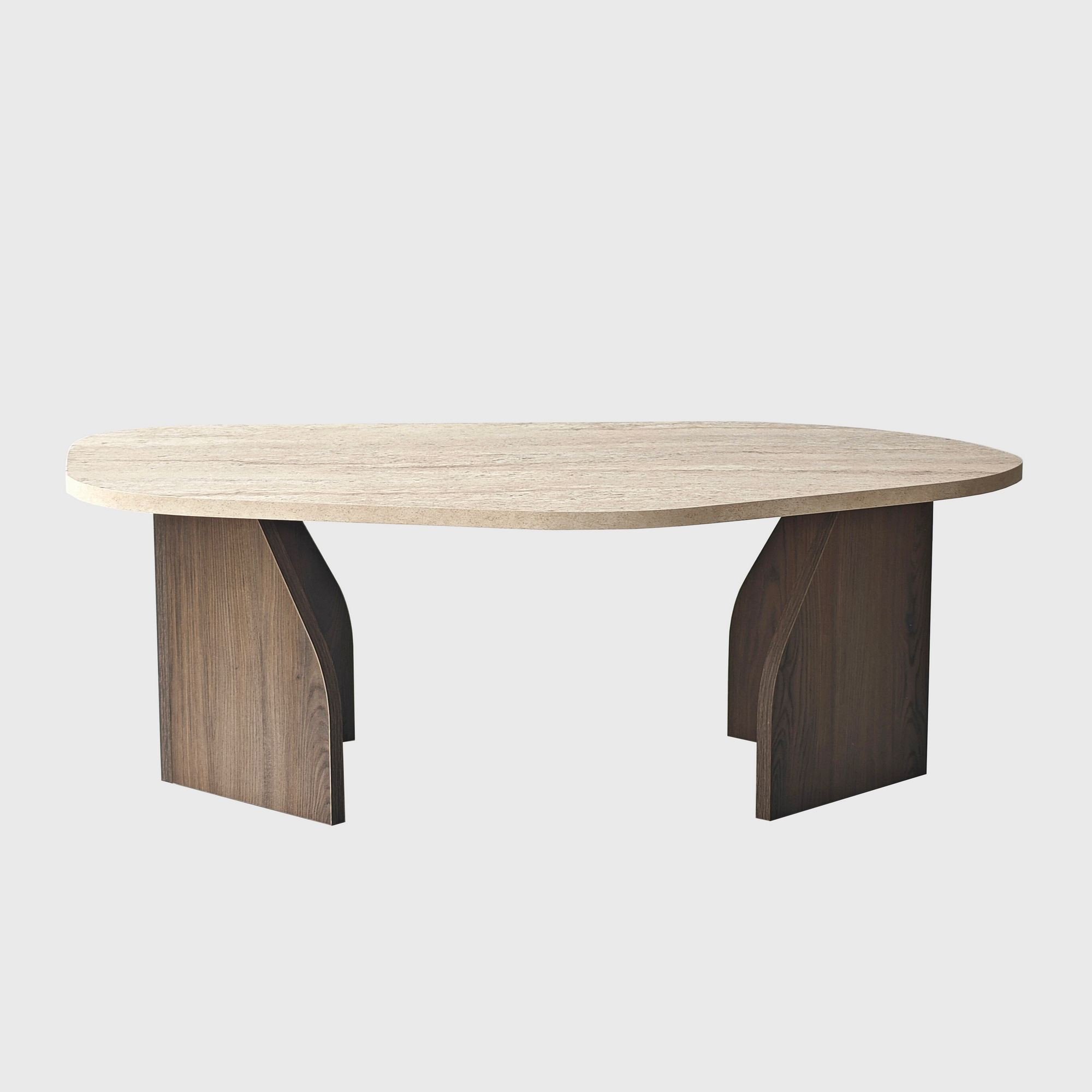 Mesa baja de madera "rock" - 100 x 60 x 35 cm - travertino