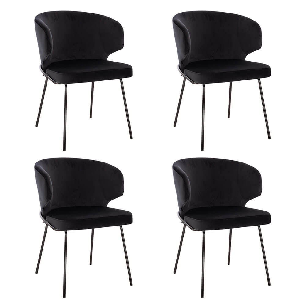 Silla de comedor de terciopelo amara - set de 4 negro