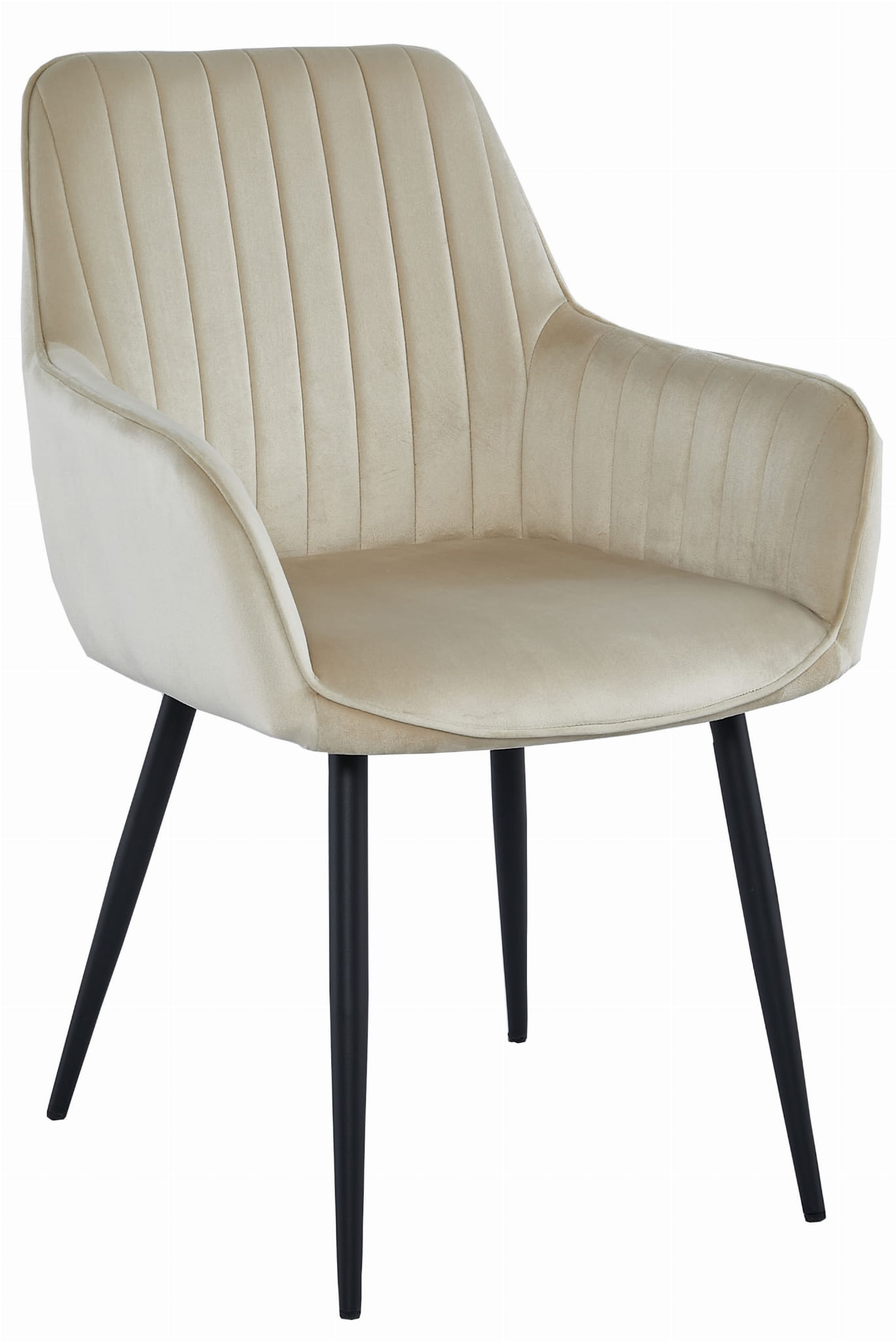 Sillón valora selo de terciopelo beige con patas negras para sala de estar