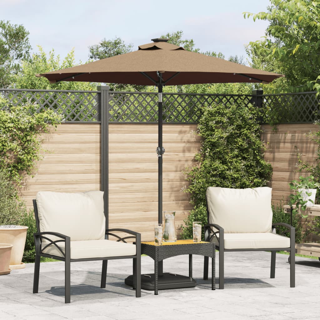 Sombrilla jardín con luces LED poste acero taupe 225x225x212cm eerf8088