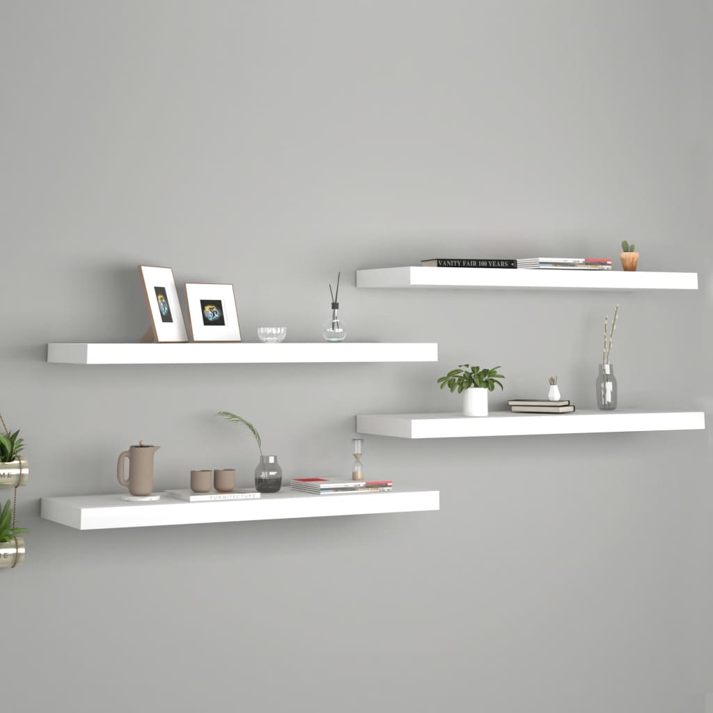 Estantes flotantes de pared 4 uds mdf blanco 80x23,5x3,8 cm