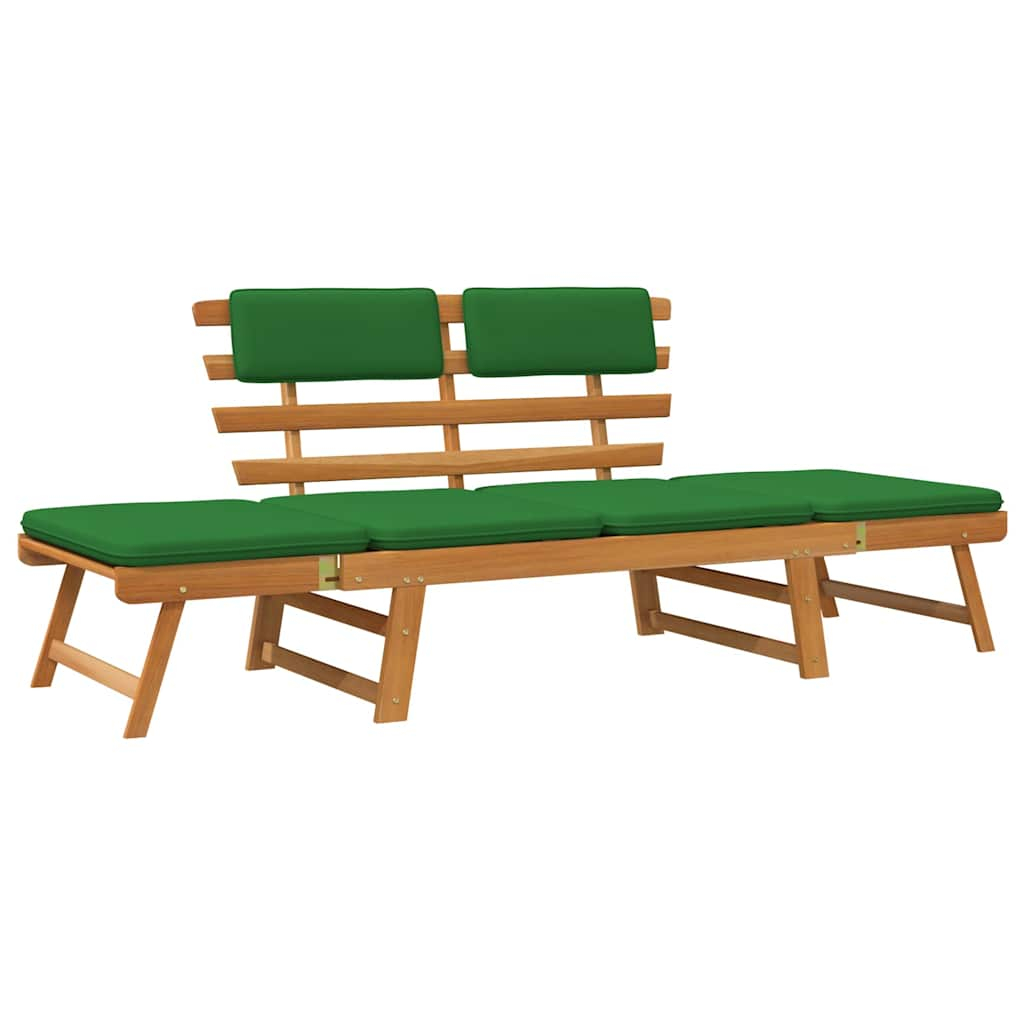 vidaXL banco de jardín con cojines 2 en 1 190 cm madera maciza acacia