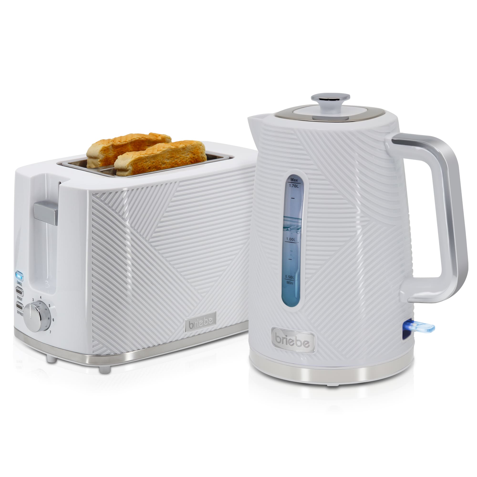 Elegance set tostadora pan + hervidor agua 1.7l briebe skt1170wht