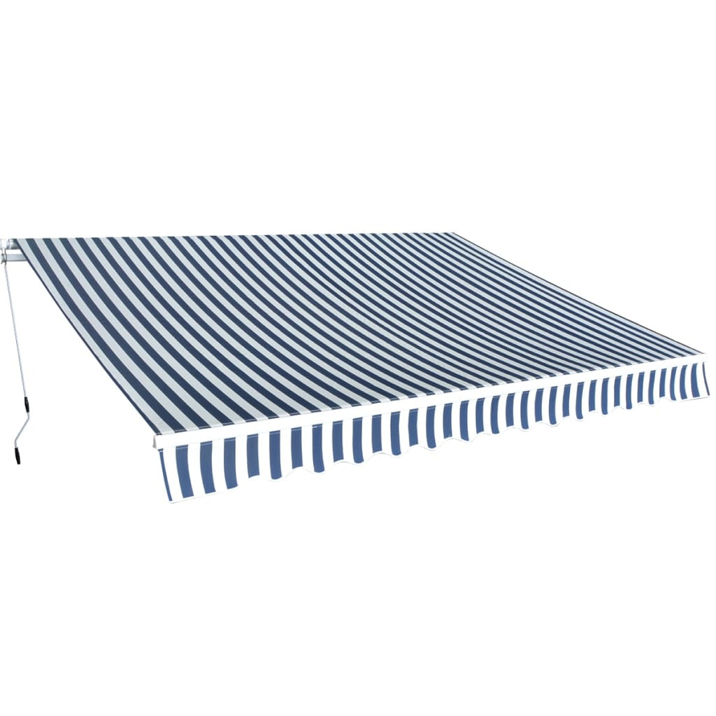 vidaXL toldo plegable de operación manual 350 cm azul y blanco