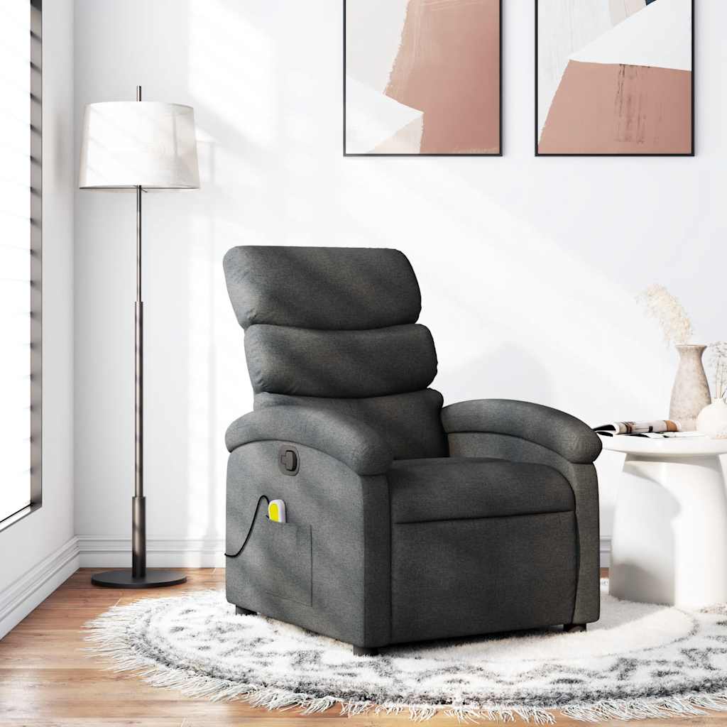 Sillón de masaje reclinable de tela gris oscuro qweo6059