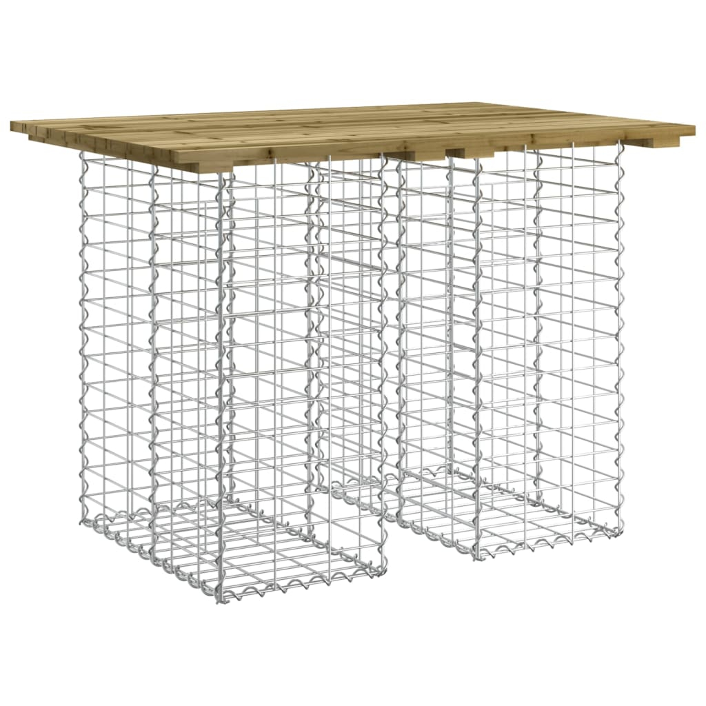 vidaXL mesa de jardín con diseño de gaviones, 100 x 70 x 72 cm, madera de
