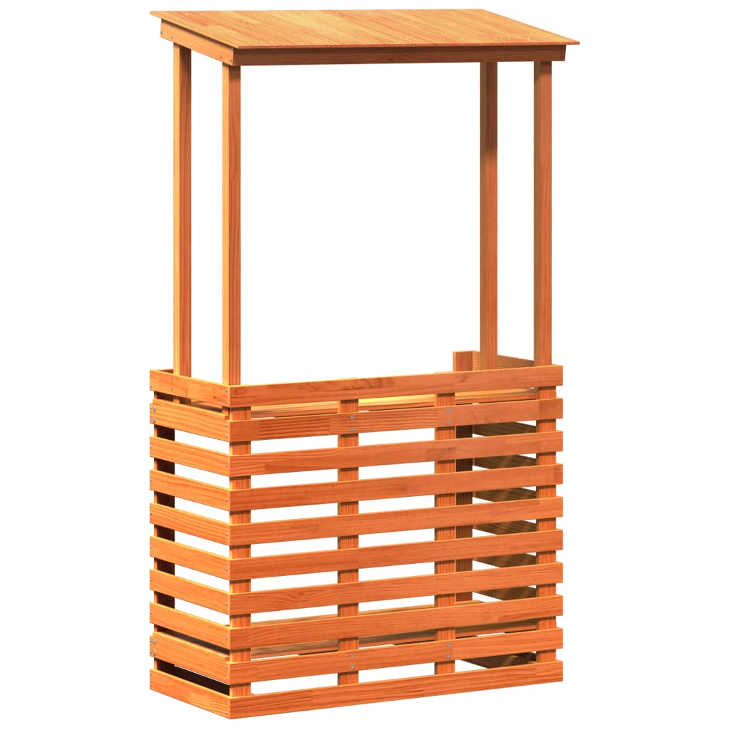 vidaXL mesa alta bar de jardín madera maciza marrón 112,5x57x195,5 cm