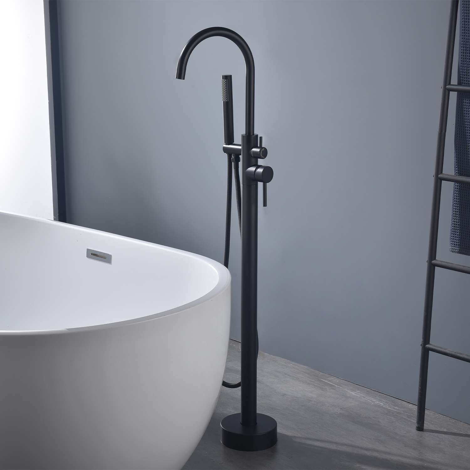 Grifo de bañera monomando exenta sky bath negro mate inox s304