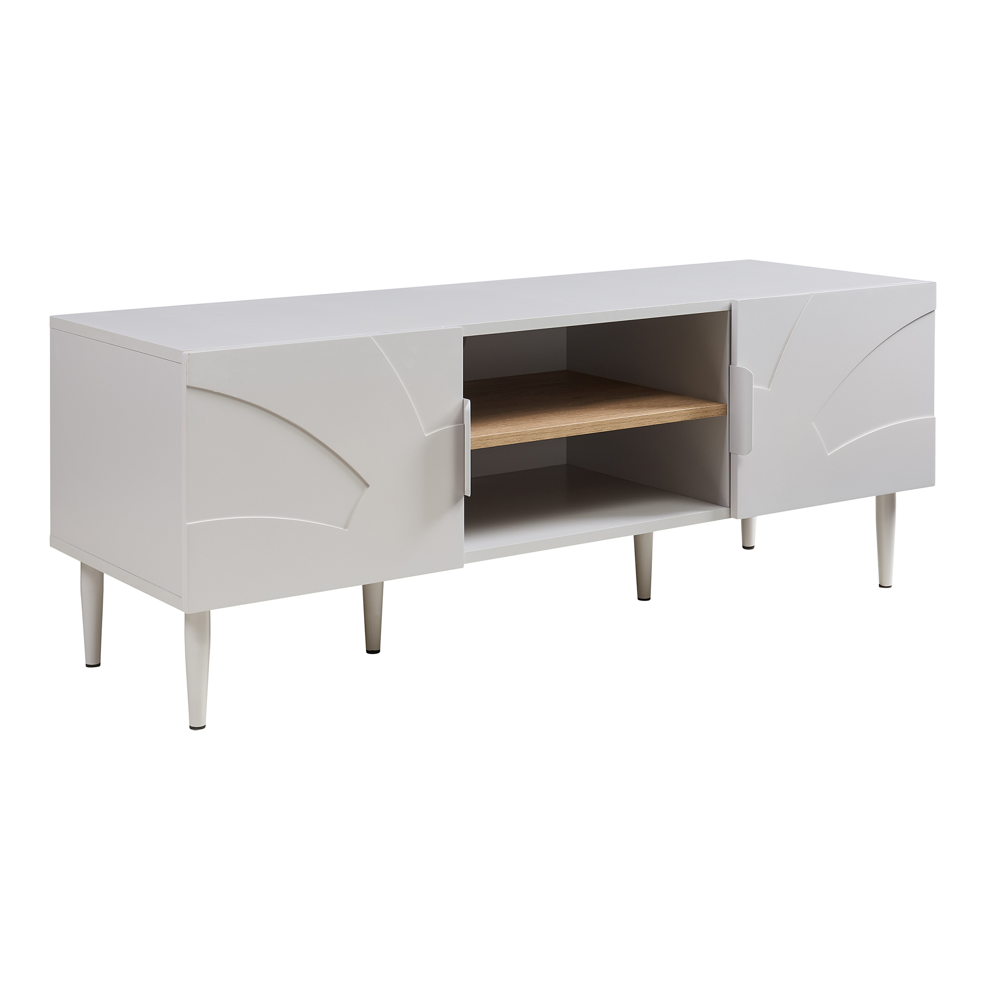 Mesa tv starvili con 2 puertas mdf acero 120x40x45cm - beige [en.casa]