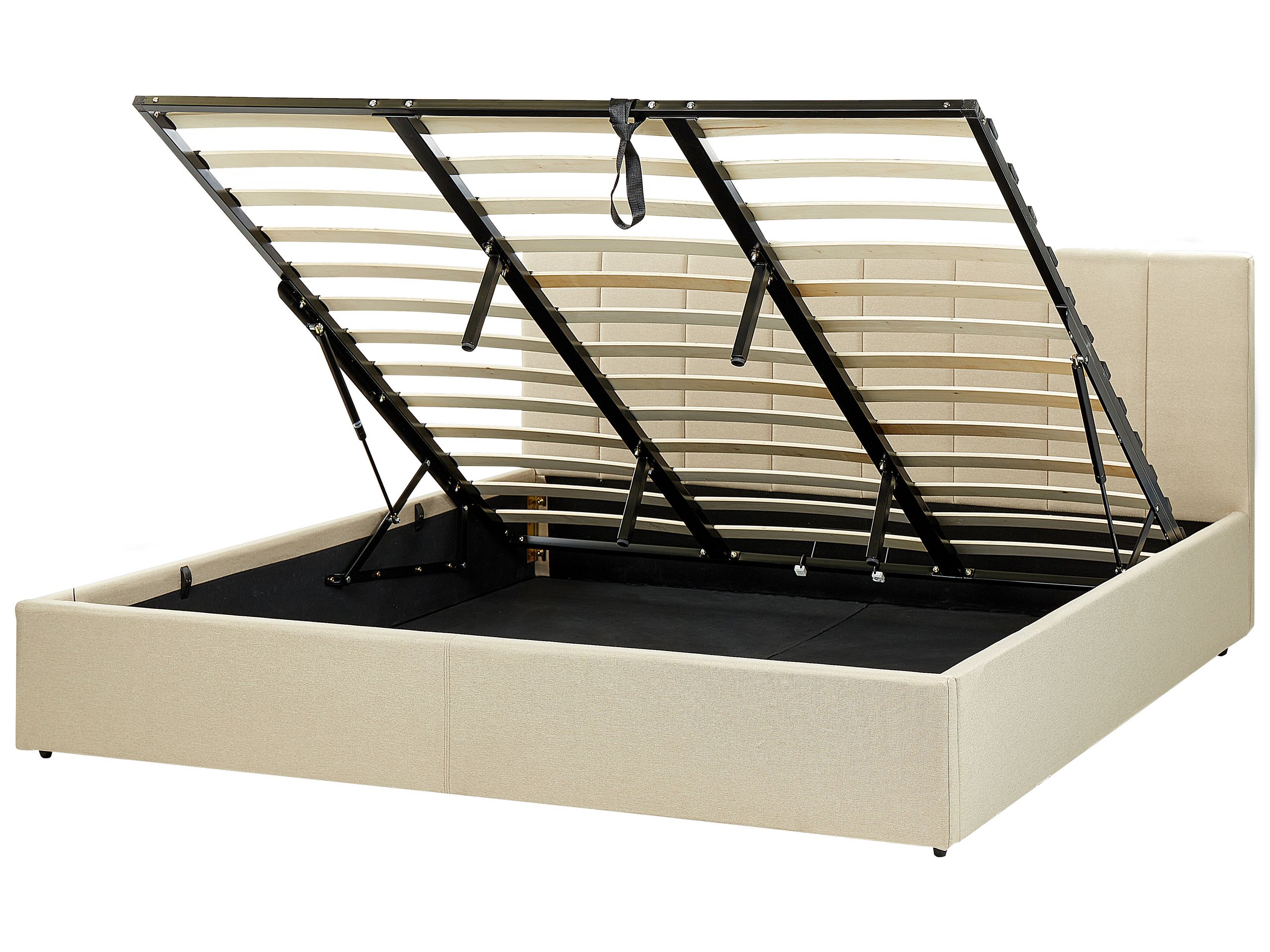 Cama con almacenaje dreux tela beige 180 x 200 cm
