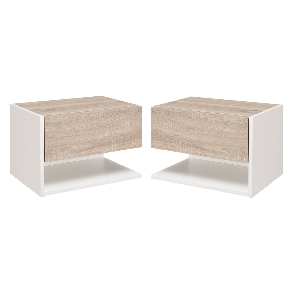 Set 2 mesitas noche 46x30x30 cm bicolor Homcom