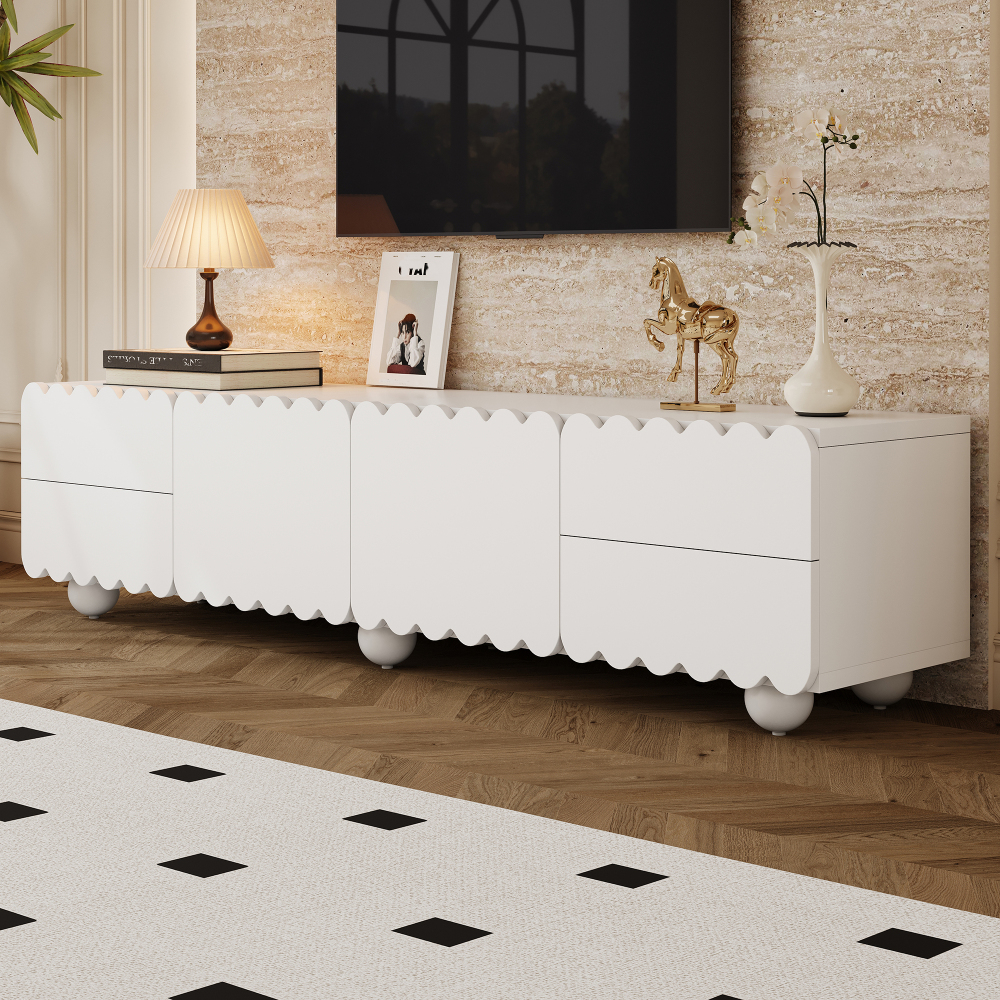 Mueble de tv con puertas y cajones blanco 37x175x38cm