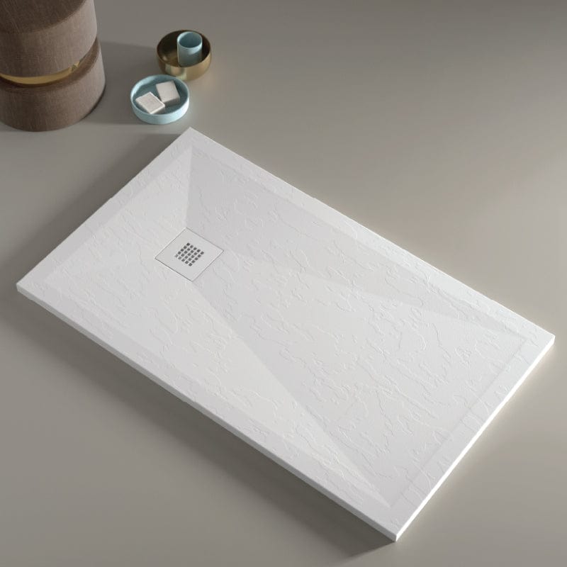Plato de ducha pizarra onda blanco 100x150 cm rejilla color