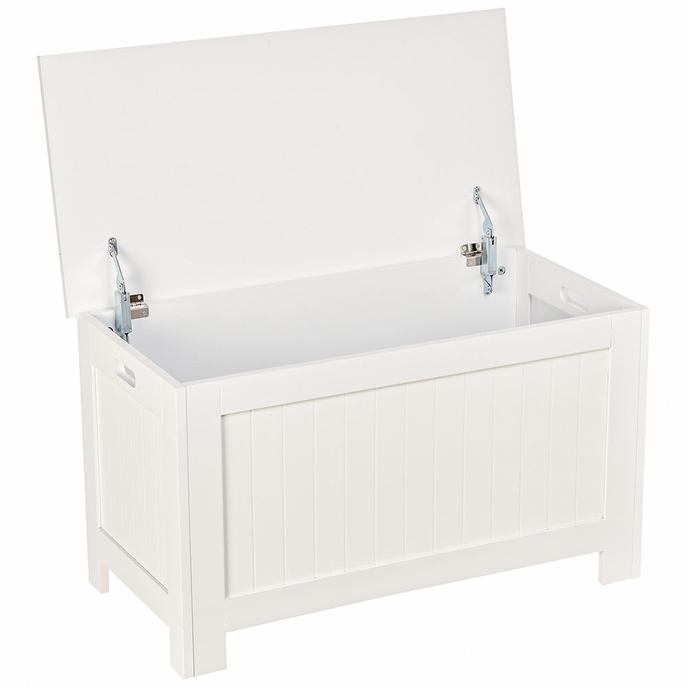 Otomana de almacenaje 81x40x46cm tablero de mdf color blanco Homcom