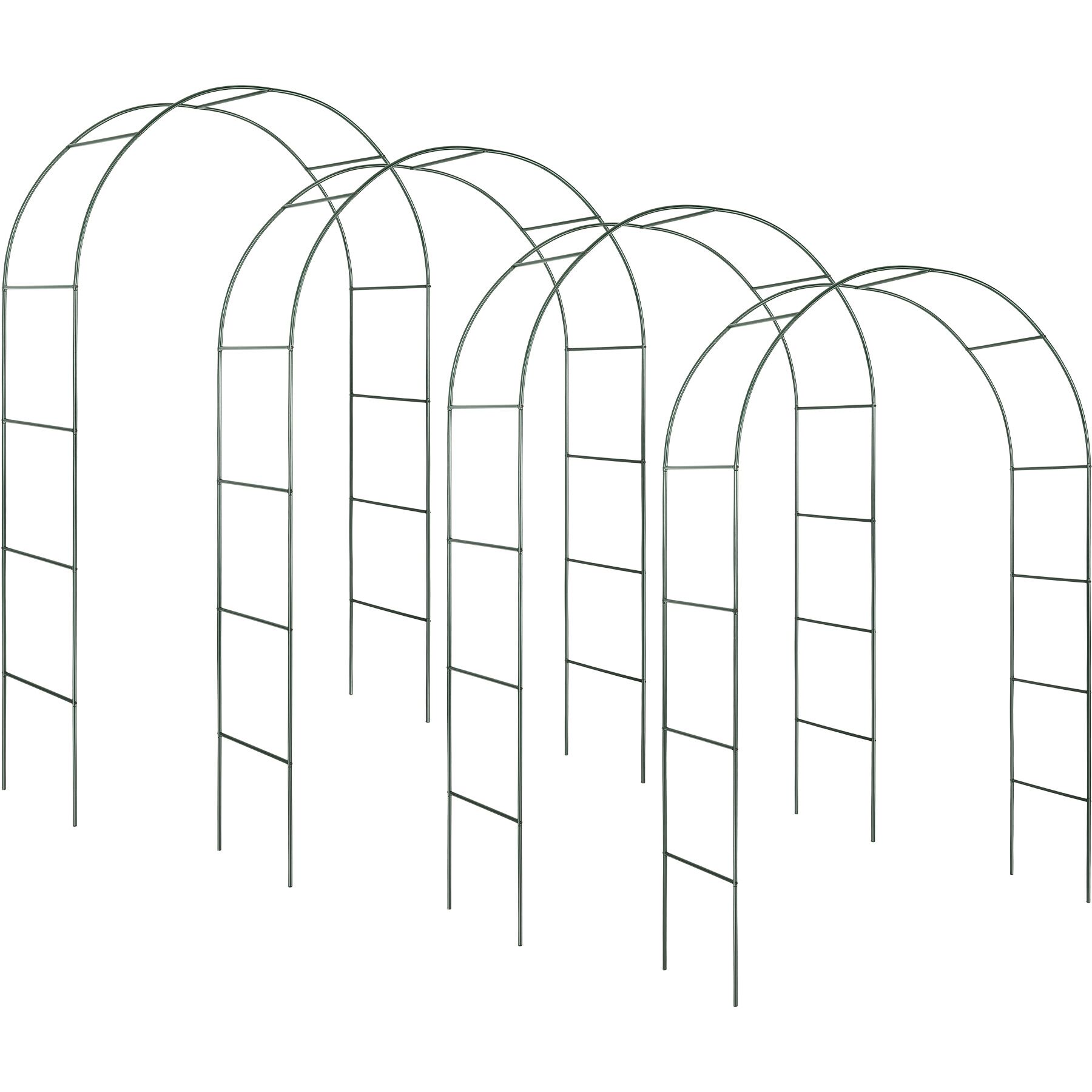 4 arcos para enredaderas estables de acero, 140 x 40 x 240 cm, verde